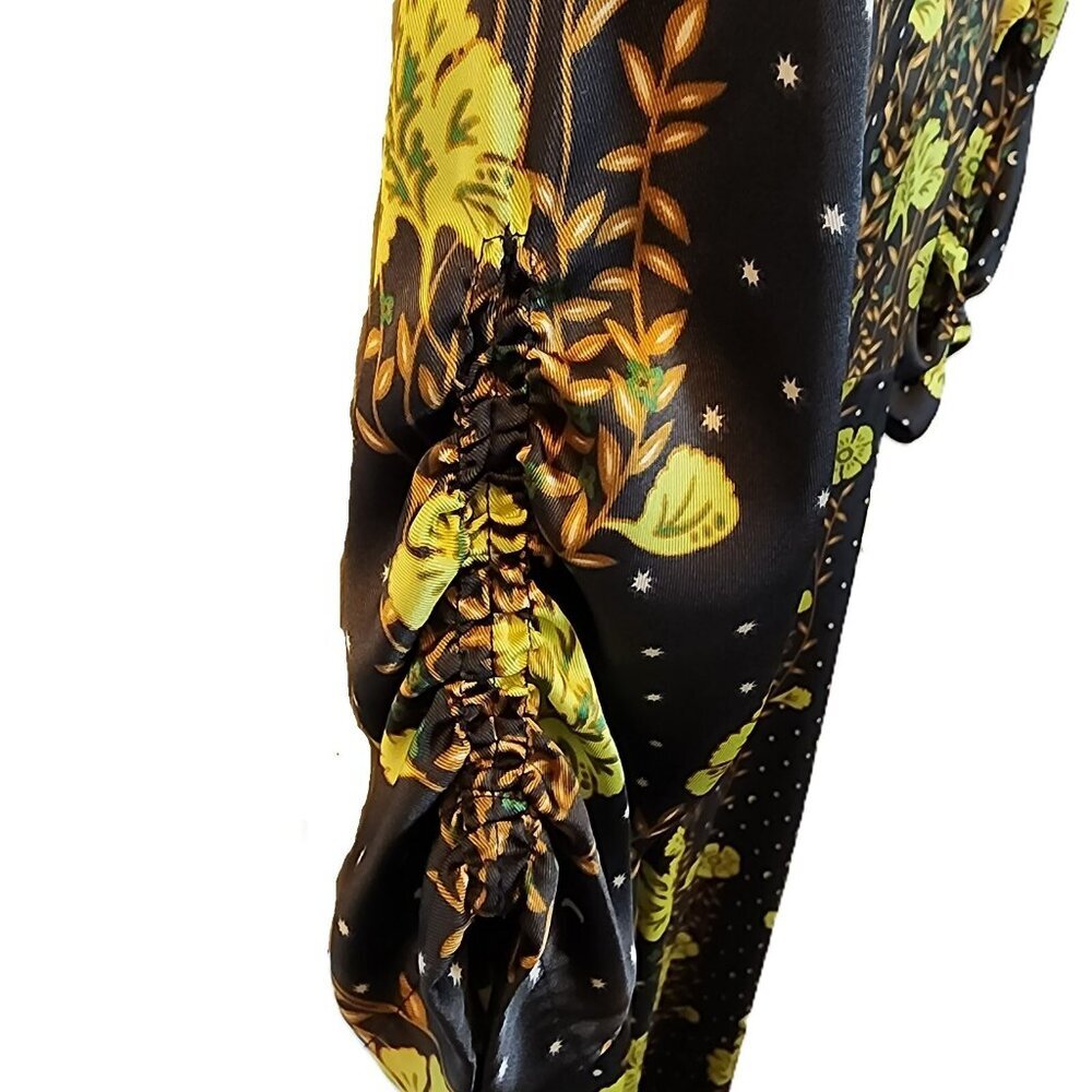 Floral Black and Yellow Women's Dress - Picture 4 of 11